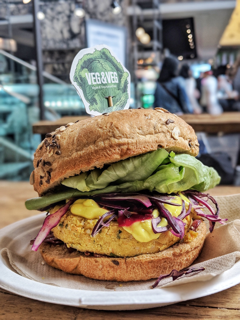 A vegan burger from Mercato Centrale inside the Termini station
