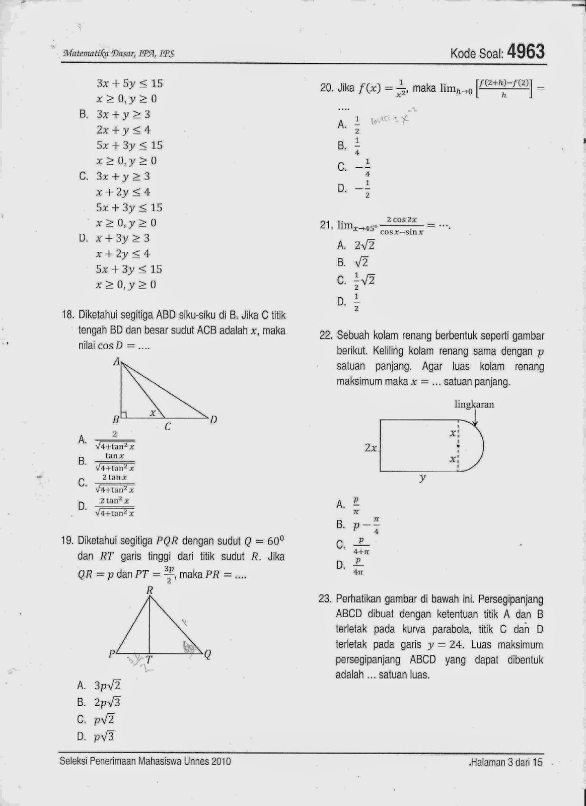 Soal Ujian Masuk Iain