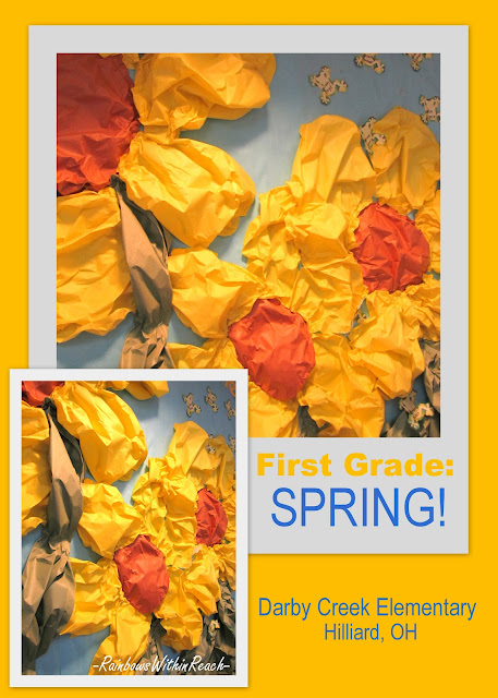 photo of: Spring art project, flowers in art project