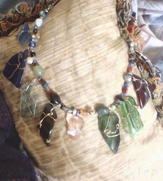 recycled vintage glass necklace