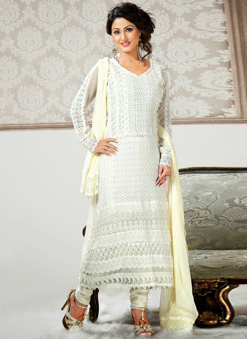 Hina Khan in Latest Pakistani Designer Long Salwar Kameez Clothes 2013 ...