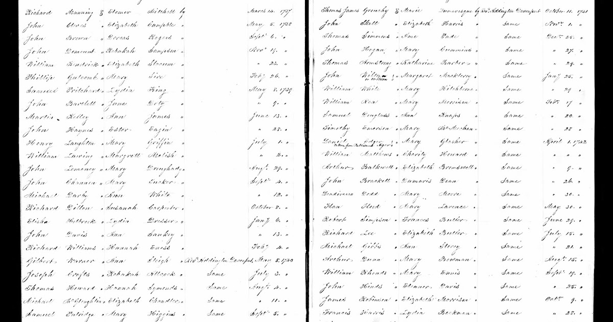 GeneaMusings 1742/3 Marriage Record for Nathan Reed and Susanna Wood
