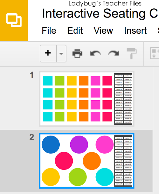 Tips on using an interactive classroom seating chart in Google Drive.