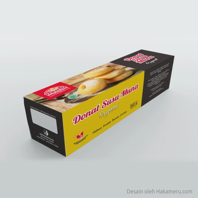 Desain kemasan packaging box donat susu frozen Donat Muna Depok Munafood