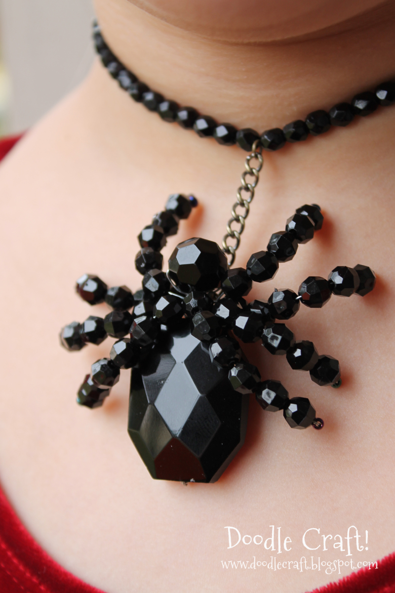 Spider Necklace Halloween Necklace Beaded Black Spider Necklace