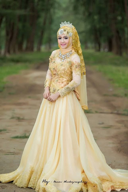 Model Gaun Pengantin Muslim Warna Kuning Terbaru Model Gaun Pengantin Muslim Warna Kuning Terbaru