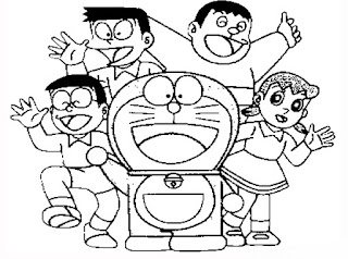 Gambar Kartun Lucu Diwarnai Belajar Mewarnai Sketsa Doraemon Nobita Kawan