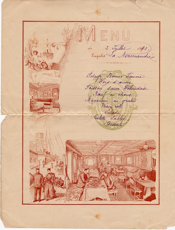 HISTORY BELLE ÉPOQUE menus on board COMPAGNIE GÉNÉRALE