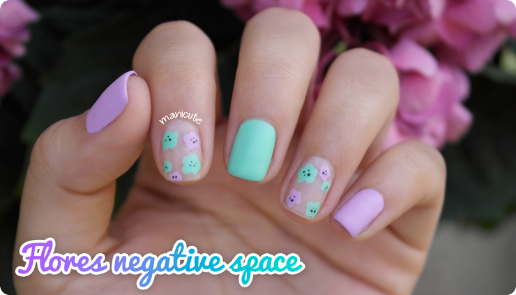 flower negative space nails