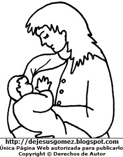 Lactancia materna Dibujo de la Lactancia Materna para colorear, pintar e imprimir - Madre con su bebe tomando leche materna. Dibujo hecho por Jesus Gómez