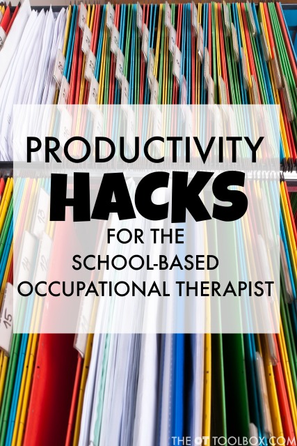 School based Occupational Therapists can use these productivity hacks to help with organization and productivity during the school day when treating students in the school environment. School based Occupational Therapists can use these productivity hacks to help with organization and productivity during the school day when treating students in the school environment.