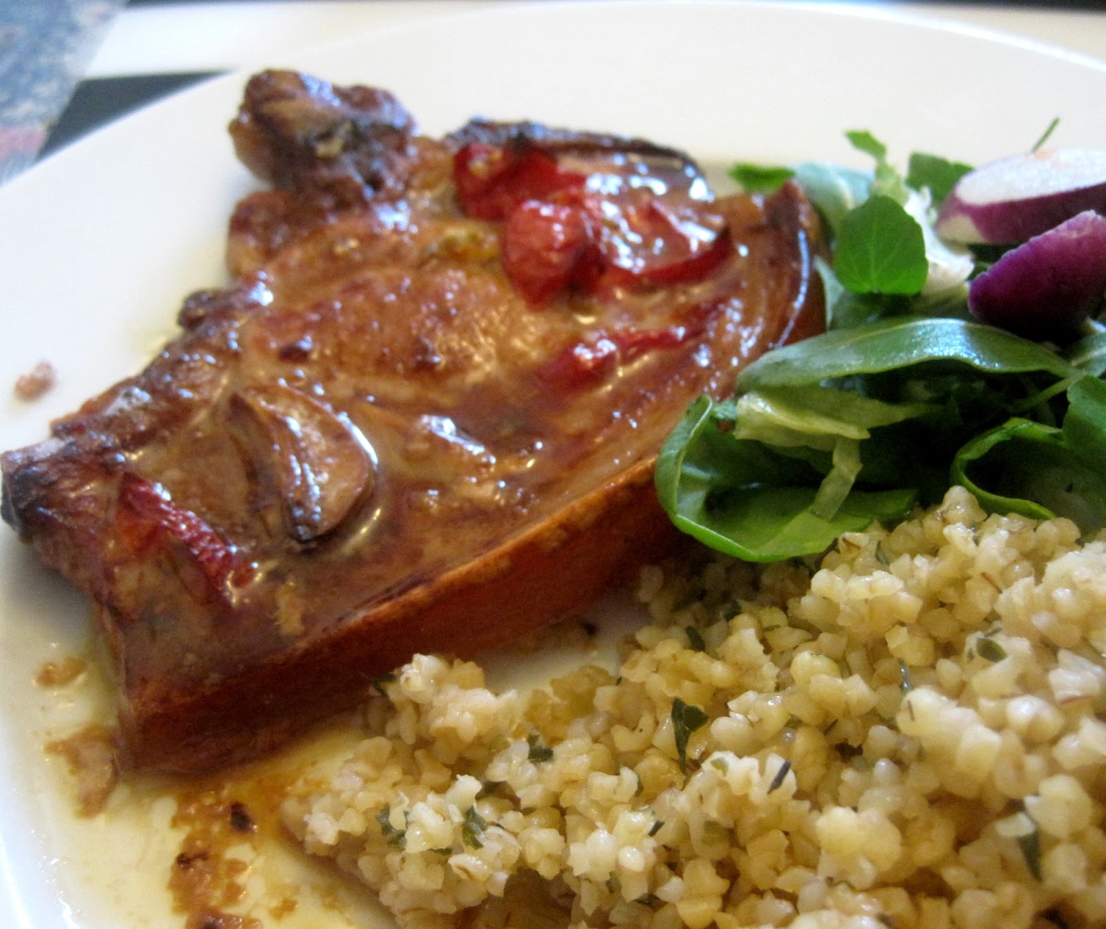 Lynne's Dinners Portuguese Roast Pork with bulghur wheat pilaff