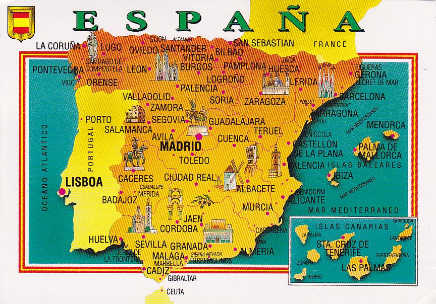 Postcard A La Carte Spain Map postcard