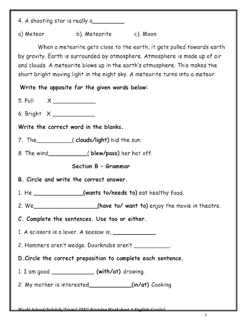 Homework for Grade 3 as on 02-05-2019 | WORLD SCHOOL OMAN