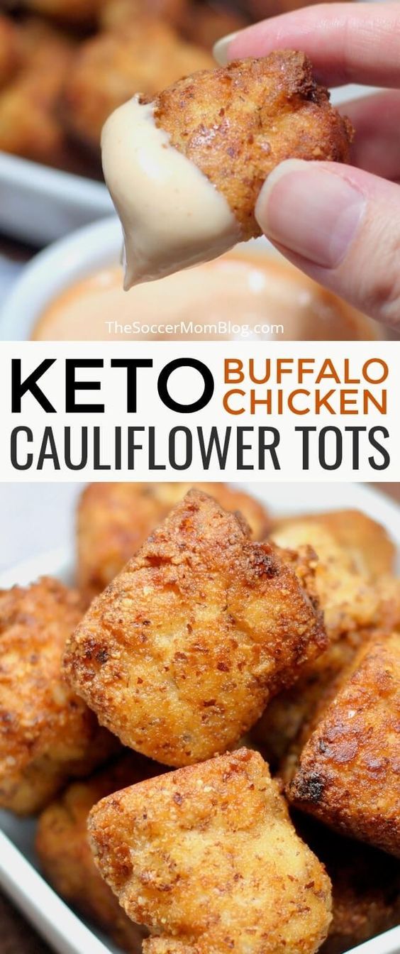 Easy Buffalo Chicken Keto Cauliflower Tots 