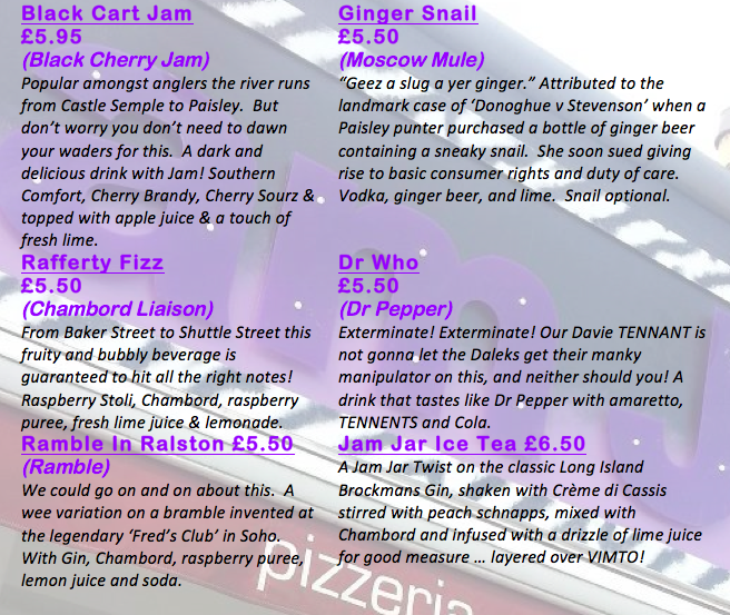 Jam Jar Jam Jar The Menus & Info!