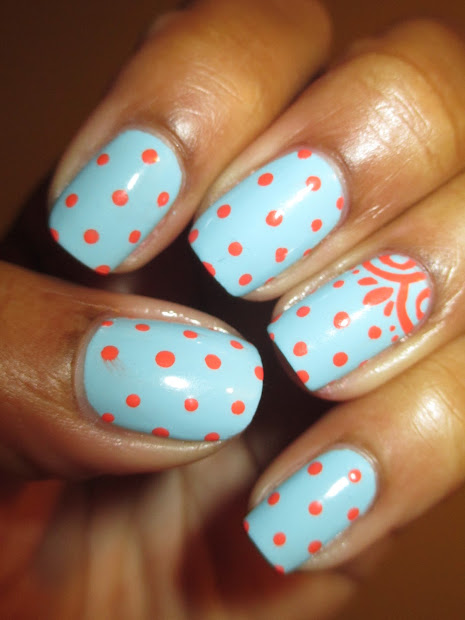 charming blue and coral
