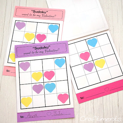 Free printable Sudoku puzzle valentines for children - Craftiments