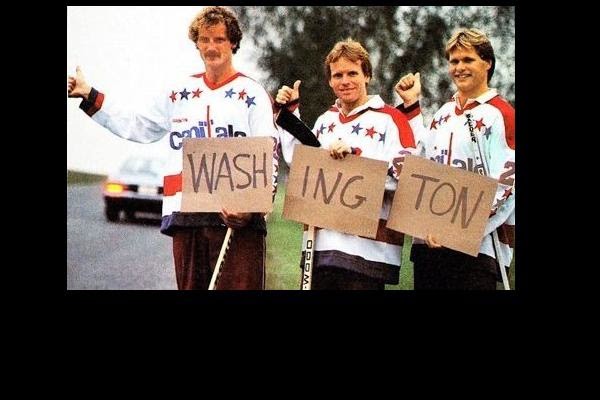 Rod Langway, Doug Jarvis and Brian Engblom hit the road after the summer, 1982 trade that brought them and Craig Laughlin to the Capitals (Book Pg. 216 - and by the way, I'm hoping this is a posed photo) 