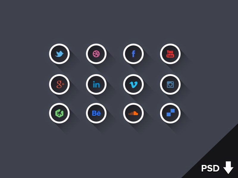 Social Media Icons Long Shadow