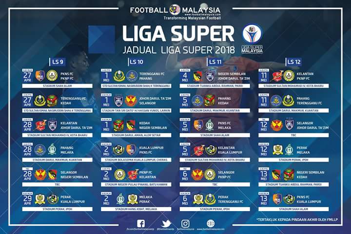 2021 malaysia perlawanan jadual super liga Jadual Liga