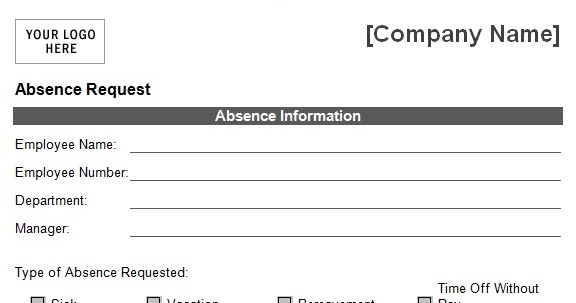 Absence Request Form ~ Template Sample