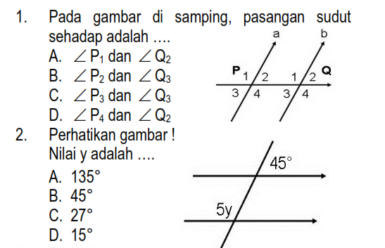 Contoh Soal Matematika Materi Garis Dan Sudut Sd Kelas 4