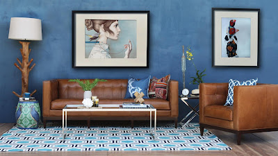Серо-синий в дизайне интерьера гостиная