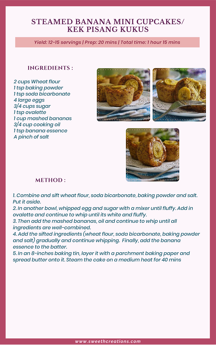 STEAMED BANANA MINI CUPCAKES/KEK PISANG KUKUS RECIPE