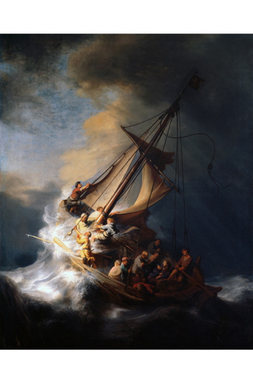 Tempestade no Mar da Galileia - Rembrandt. #PraCegoVer: Tempestade no Mar da Galileia, obra do pintor holandês Rembrandt.
