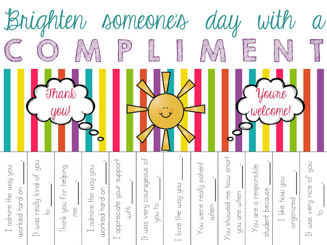 Check out these free tear off flyers that encourage your students to compliment one another in a fun way!  The printable freebies are perfect for encouraging kindness.