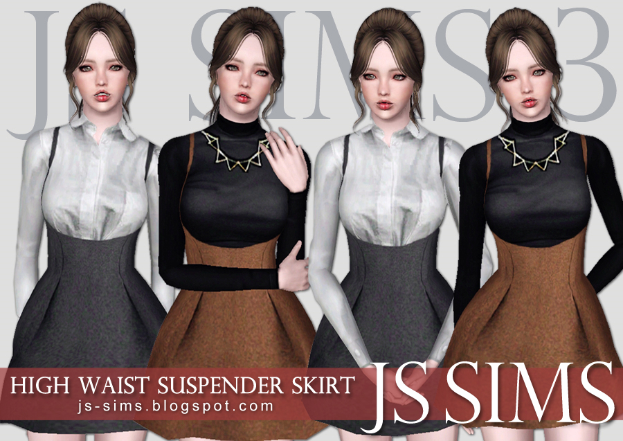 [JS SIMS 3&4] High Waist Suspender Skirt