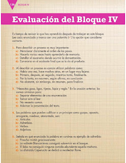 Apoyo Primaria Español 3er grado Bloque 4 Evaluación del Bloque IV