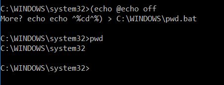 Fifth to manage Marty Fielding MPMS: pwd like command in Windows command prompt