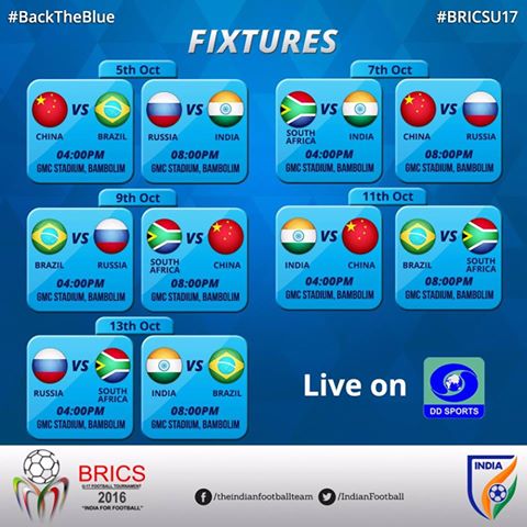 BRICS U17 Football Tournament Fixture BRICS U17 Football Tournament