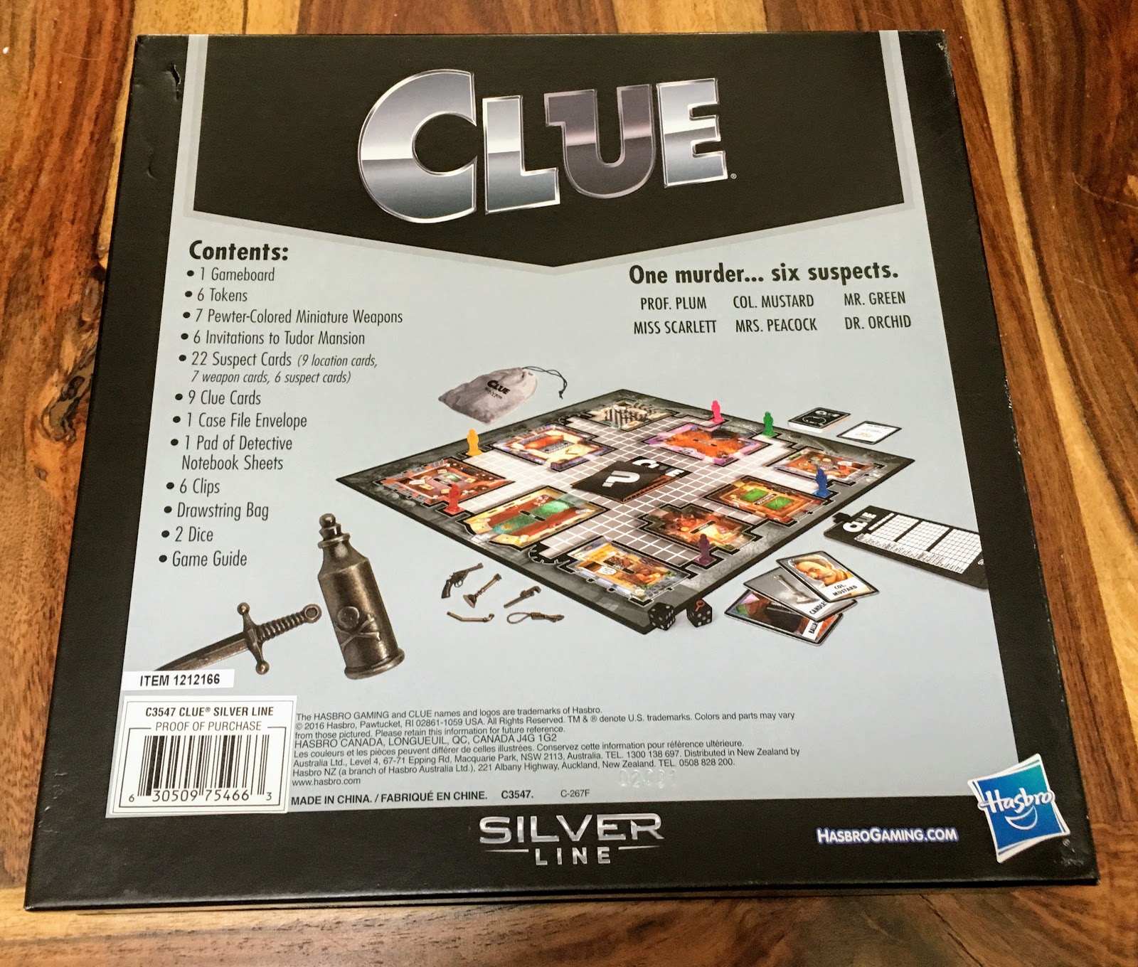 Clue Silver Line Edition chave de arma de substituição peça de jogo 2016