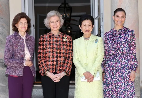 Crown Princess Victoria wore &Other Stories floral print maxi dress. Queen Sofia of Spain and Princess Takamado of Japan