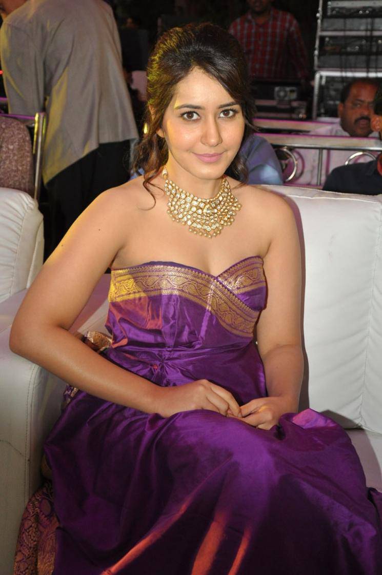 Rashi Khanna Latest Hot Stills In Violet Dress