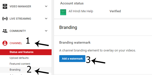 how to upload youtube video subscribe button in hindi all hindi tips youtube branding watermark size