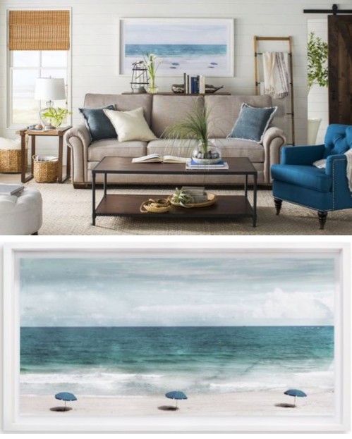 Framed Blue Ocean Beach Photo Art