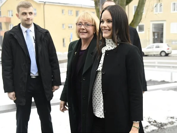 Princess Sofia wore Mayla blouse and By Malene Birger Coat and Zara blouse. Sofia wore-Saint Laurent Black Suede Babies Boots