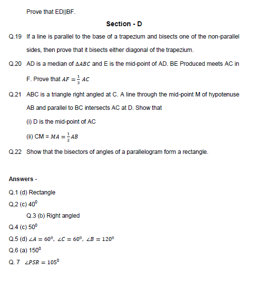 properties of Quadrilaterals ,diagonals,midpiont,mcq,ssc,scc,ctet,cgl,