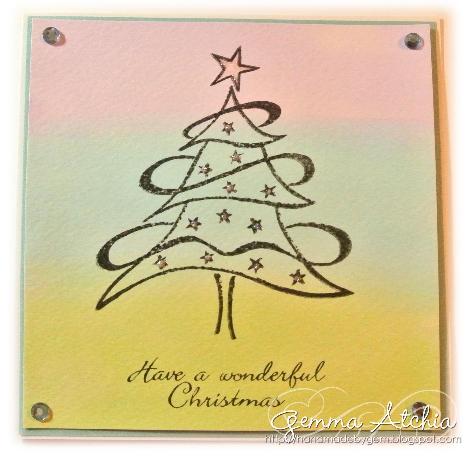 Christmas, Aquatint, Tree, Star, pearls, pastels