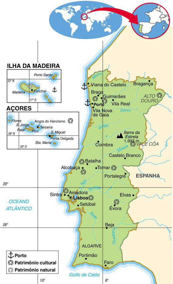 Portugal, Aspectos Geográficos e Socioeconômicos de Portugal PORTUGAL, ASPECTOS GEOGRÁFICOS E SOCIOECONÔMICOS DE PORTUGAL