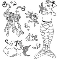 Dylusions Cling Rubber Stamps - Plenty of Fish in the Sea