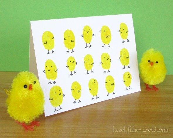 Finger print Easter chick cards - hazelfishercreations Finger print Easter chick cards - hazelfishercreations