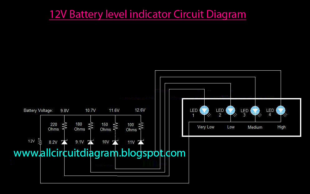 12V Battery level indicator Circuit Diagram - Gallery Of ...