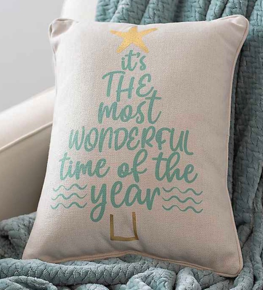Coastal Beach Christmas Quote Pillow Best Time of the Year