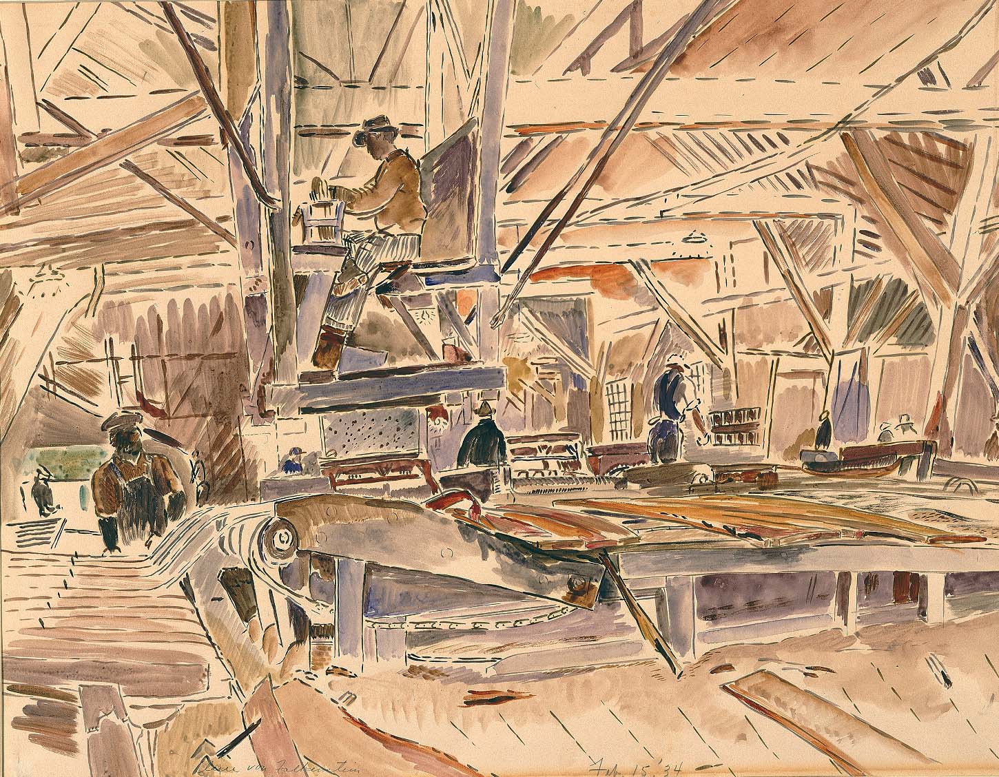 New Deal of the Day New Deal Art "Inside A Lumber Mill"