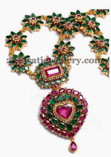 Flower Patterned Clasps Haram - Jewellery Designs
